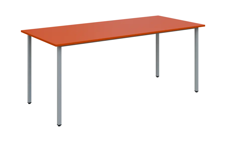 JSB 180N Jídelní stůl 1800 x 800 mm, deska pomeranč / podnož stříbrná